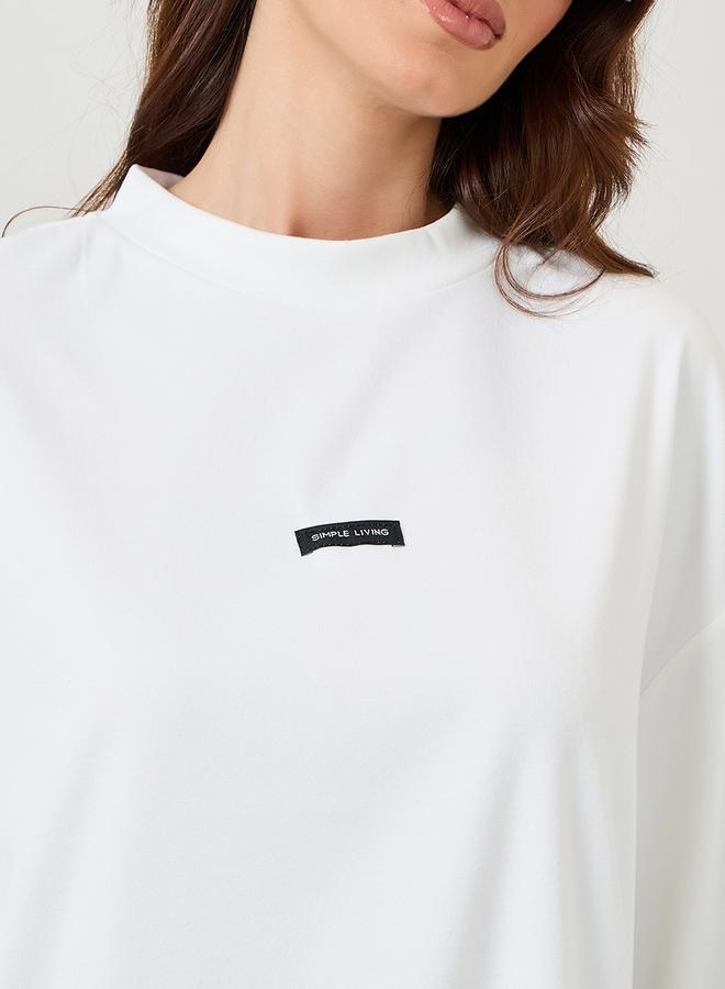 Styli Oversized Slogan Patch Detail Longline T-Shirt - Image 4